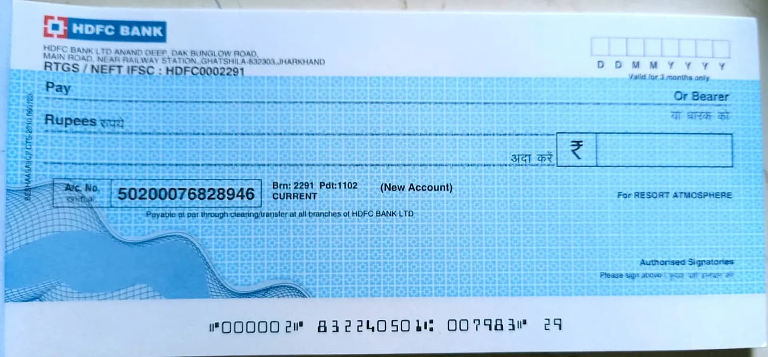 Blank cheque